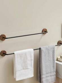 1 pieza Estante para toallas, portador de pantuflas y estante de almacenamiento sobre la puerta, sin necesidad de taladrar, de madera de nuez - Multicolor - Ver 3