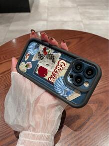 WeiMi 1 件复古牛仔拼布图案金属涂层手机壳，哑光饰面，电镀摄像头和按钮，兼容 Apple - 彩色 - 查看 3