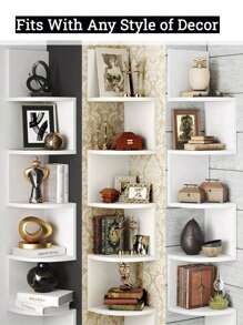 1pc Wall Corner Shelf, Bedroom Triangular Wall Mounted Corner Storage Display Rack, Home Triangular Wall Cabinet - White - View 5