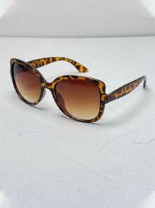 1 Par de gafas de moda de mujer con marco redondo retro y grande, estilo minimalista moderno, adecuado para uso al aire libre, viajes, fiestas, vacaciones en la playa, accesorios de playa, atuendos básicos de mujer para otoño/invierno, regalo casual de negocios para vacaciones de verano en la playa, al aire libre, viajes. - Multicolor - Ver 10