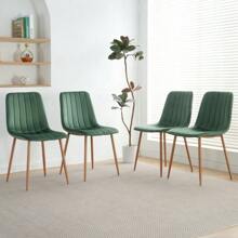 Indoor Green Velvet Dining Chair, Modern Kitchen Dining Chair With Backrest, Upholstered Side Chair With Hot Transfer Metal Legs, Family Kitchen Dining Room And Living Room (Set Of 4),ComfortCorner