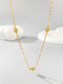 Newsoul 1pc Simple Circular Zirconia Necklace Ladies Jewelry Gifts For Women S925 Sterling Silver Elegant Interval Zirconia Necklace Fine Jewelry For Party Prom Gift For Daily Decor