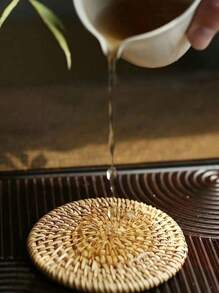 1/4/6 piezas Posavasos de ratán hechos a mano, manteles aislantes tejidos de bambú, resistentes al calor, para utensilios de cocina y comedor, juegos de té, adecuados para bodas, festivales y fiestas de mesas