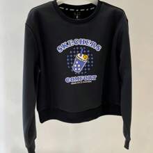 Skechers 女士保暖内衬超大款波霸茶熊短款运动衫 - 黑色 - 查看 6