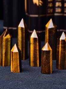 1PC Natural Stone Tiger's Eye Stone Obelisk Interior Home Decor Desktop Decor - Tiger Eye Stone - View 6