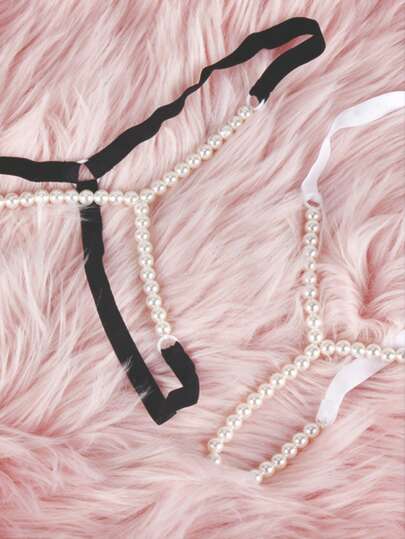 Elegant Women's Pearl G-String Bikini Thong Underwear , Low Rise, Comfortable, And Sexy ,For Women ,Perfect For Special Occasions ,Ideal Gift For Her, Rave