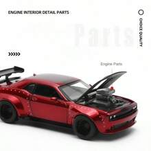 COOL CHIC AUTO Ensemble de modèle de voiture de sport réduit à 1:42, modèle de Mustang GT 2018 et Dodge Challenger édition personnalisée. Jouets modèles de voitures de course réalistes, collection et cadeaux