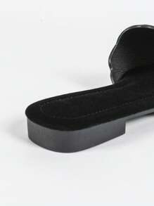 Women Velvet Flat Sandals, Fashionable Printed Rhinestone Design, Comfortable Indoor/Outdoor Wear