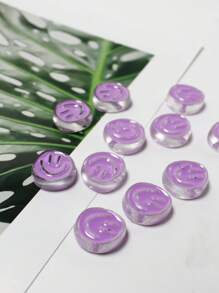 Set de 5 cuentas acrílicas transparentes de 21*22mm con diseños de caritas felices y huellas de gato para hacer DIY como diademas, pulseras, collares, correas para teléfono, llaveros y accesorios para el cabello - Multicolor - Ver 20