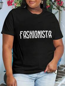 Fashionista Oversize Women T-Shirt Fashionable Gift For Fashionistas Plus Size Ladies - Black - View 1