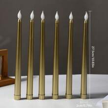 1-12 Pcs Gold Candles, Flameless Candles Flickering, Led Taper Candles Battery Powered, Led Candles Flickering, Flameless Taper Candles, Fake Candles For Wedding Decor, Home, Party, Room, Christmas Decorations, Thanksgiving Decorations, Halloween Decor