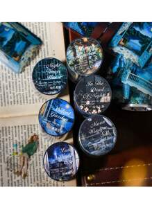 1 Roll 2M PET Tape Set Stickers For Journaling And Scrapbooking,Encounter Under The Night Sky Theme,People Character Clear Transparent Decorative Tape For Crafts, Junk Journal Supplies,Phone, Cards Back To School