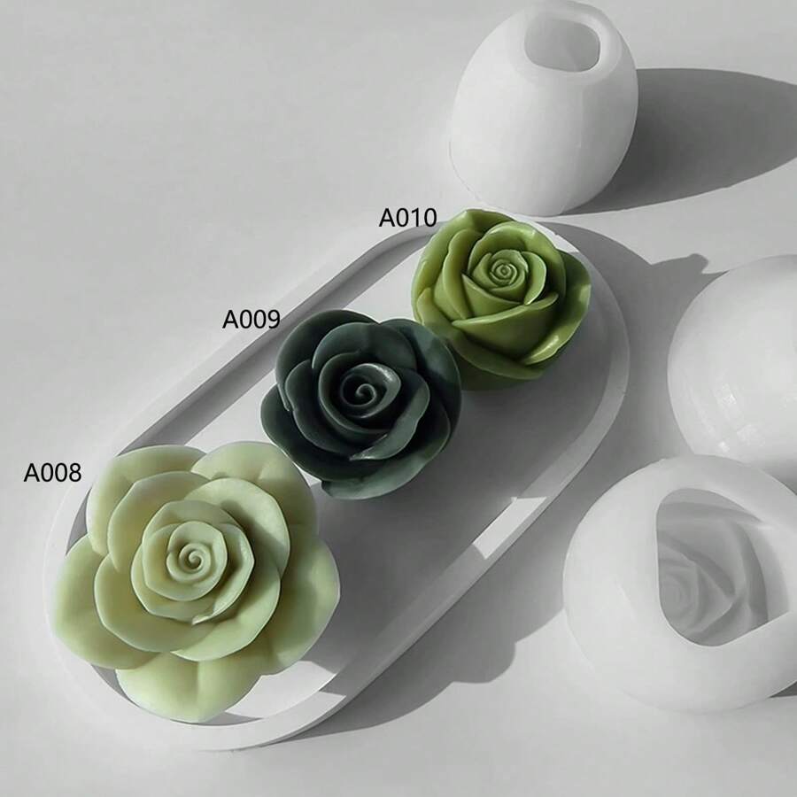玫瑰花DIY手工香氛石膏多功能硅胶模具 - 白色 - 查看 1