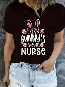 Every Bunny's Favorite Nurse Cute Easter Bunny T-Shirt, Women's Clothing