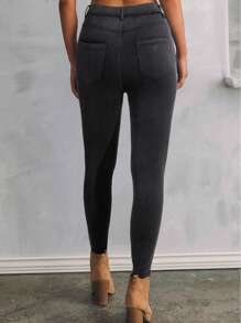 Black Skinny Fit Ankle High Waist Jeans