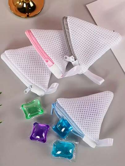 1/3pcs Multi-Functional Laundry Beads Storage Bag, Laundry Beads Bag/Soap Bag/Washing Care Net Bag, Mini Thickened Laundry Beads Storage Net Bag, Suitable For Storing Fragrance Beads, Powder Puffs, Etc., Suitable For Clothing Storage And Organization, Simple Style For Spring, Tops For Summer