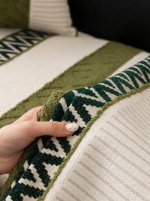 1 件不对称雪尼尔沙发垫，防滑沙发套，适合所有季节 - 綠色 - 查看 8