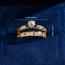 Set de 2 anillos elegantes apilables con circonita brillante, regalo de joyería de lujo - Conjunto de dos piezas - Ver 7
