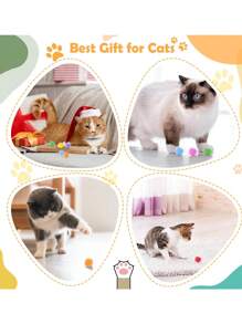 1.5 英寸超大猫咪最喜欢的追逐闪光球玩具闪光绒球各种颜色闪光球猫咪最喜欢的玩具球金属丝绒球闪光。（颜色随机）