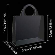 2 pezzi/confezione Borse regalo in PET trasparente a forma di rosa - elegante borsetta portafiori, adatta per regali fai-da-te, decorazioni per matrimoni e composizioni floreali - Trasparente - Visualizzare 2