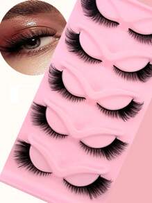 5 أزواج من رموش مستعارة نصفية 15 مم شكل عيون القطة السهم محدود الطول رموش طرف مستعارة طبيعي المظهر