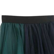Tulle Skirts For Women Solid Color Layered High Low Asymmetrical Midi Length Elastic Waist Mesh Tutu Skirt For Party, Vacation, Daily Wear - Green - View 5