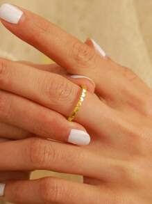 BALMORA 1pc 925 Sterling Silver Tiny Heart Ring, Exquisitely Delicate And Fresh Japanese Style Ladies Ring, Minimalist Daily Wear, Valentine's Jewelry Gift - Gold - View 8