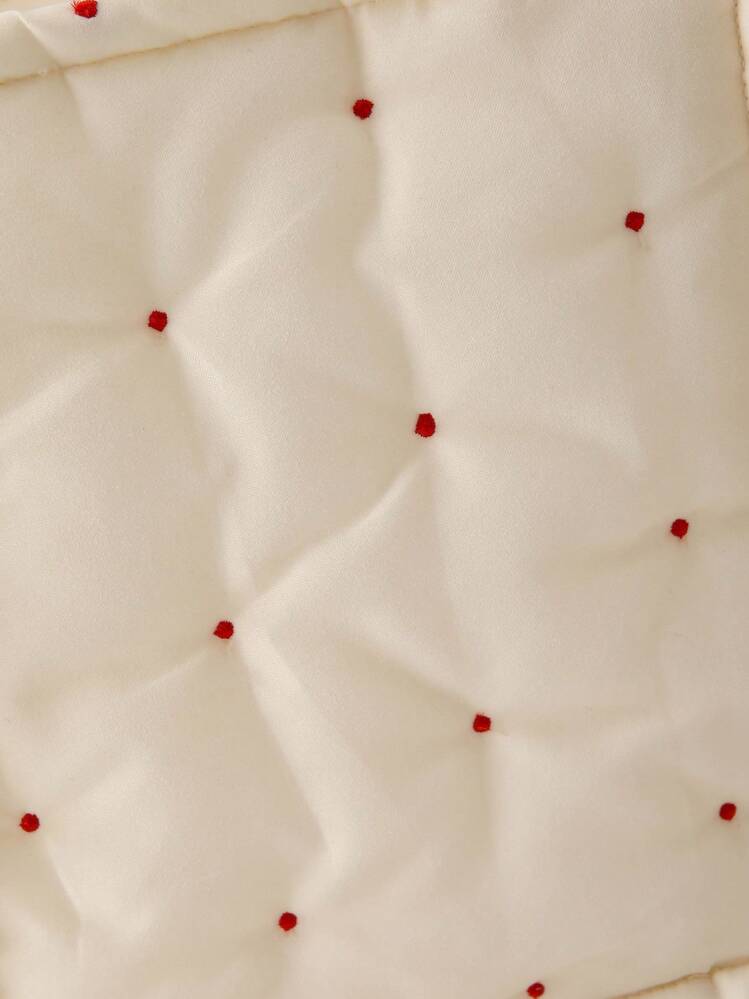 便携式多功能妈咪包，可用于婴儿房存放尿布和尿片。波尔卡圆点绗缝方形收纳篮 - 彩色 - 查看 3