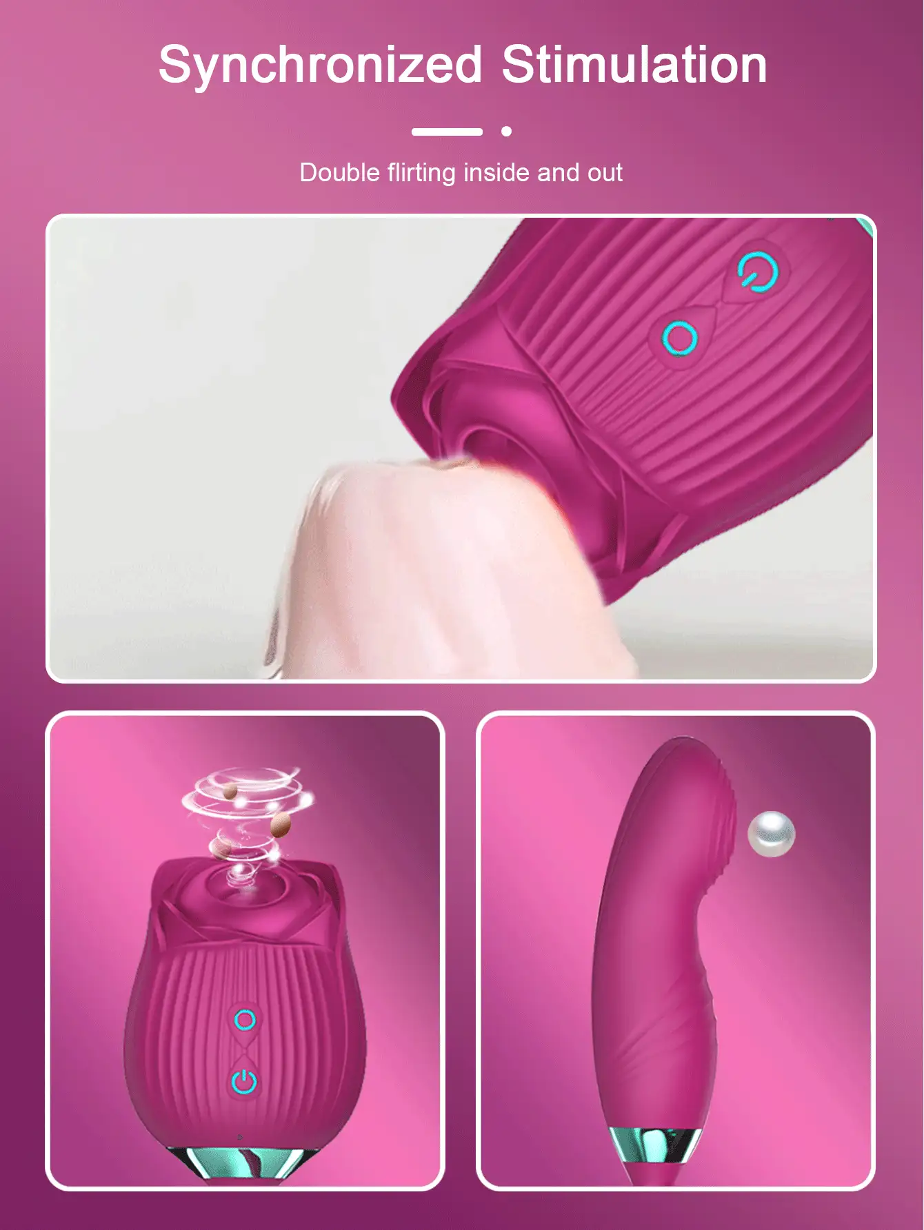 Juguete sexual vibrador para mujeres - Juguete sexual en forma de rosa con vibradores para estimular el punto G y 10 modos de succión para la estimulación clitoriana, de los pezones y anal, juguetes sexuales para adultos y máquinas sexuales para parejas