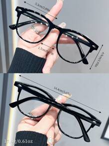 1pc Fashionable Square Frame Beige Nail Men's And Women's Black Classic All-Match Glasses