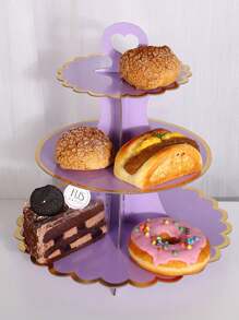 1pc 3-Tier Disposable Cake/Dessert Stand For Afternoon Tea, Wedding, Party, Birthday Celebration