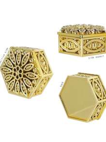 12PCS Mini Gold-Plated Silver Hollow Plastic Box Packaging Box, Wedding Candy Box Creative Souvenir Candy Box, Wedding Candy Box, Valentine's Day Gift, Confession, Ramadan, - Multicolor - View 10