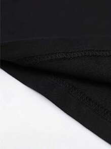 Funny Cartoon Red Cape Shar-Pei Print - Men's 190gsm Cotton Short Sleeve T-Shirt - 黑色 - 查看 5