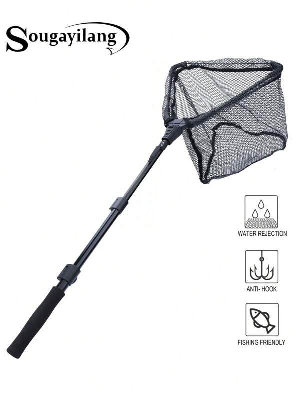 SOUGAYILANG Fishing Net Fish Landing Net, Foldable Collapsible Telescopic Pole With EVA Handle