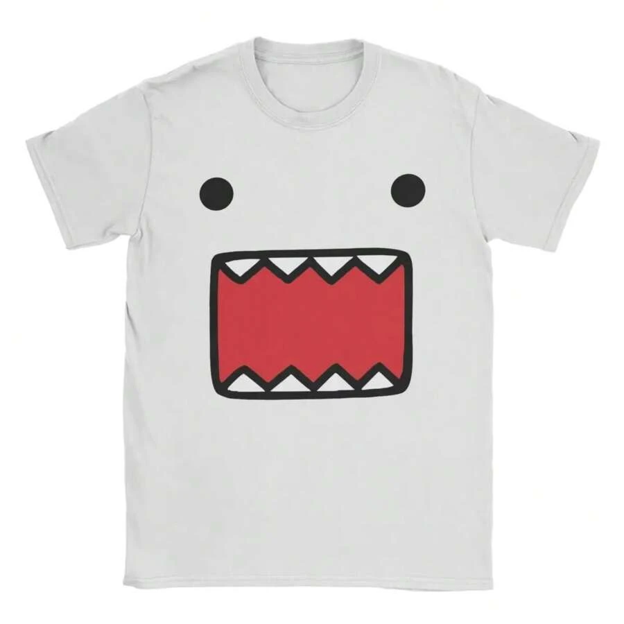 Y2k Domokun Babyface T Men's Cotton Crazy T-Shirt Crew Collar T-Shirt Short Sleeve Top Adult - 白色 - 查看 1