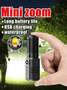 Super Bright MINI XHP50 LED Flashlight USB Flashlight Rechargeable Zoom Fishing Light Powerful Multiple Lighting Modes Camping Light - 1PC - View 3