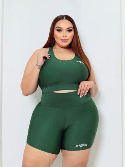 Conjunto Top Short Academia Los angeles plus size