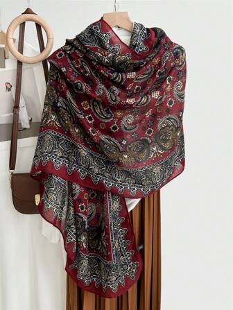 Halsduk Dam Mångsidig Lång Sjal Ytterkläder Tunn Vår- och Sommargashalsduk Sidenhalsduk Dam Höst- och Vinterny Stor Blommig Halsduk För Klänning