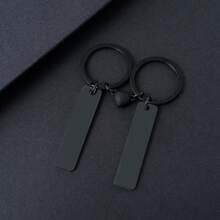 Custom Engraved Metal Keychain, New Personalized Simple Couple Gift Keychain Pendant Mirror Stainless Steel Long Heart Cute Style Accessories, Couple's Day Gift, Holiday Gift