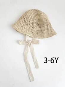 可调节儿童系带草帽，适合所有季节防晒，创意编织帽