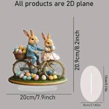 1pc 2D Flat Romantic Couple Rabbit Ornaments, Very Suitable For Desktop Decoration In Homes, Restaurants, Cafes, Offices, Easter, Parties And Other Places Gifts Birthday Graduation
