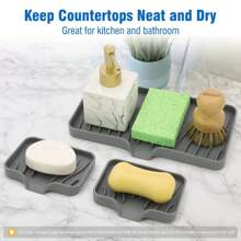 1-Pack Silicone Drain Soap BoxBathroom Anti-Slip Sink Tray Creative Washing Table Soap Tray Free Punch Drain Rack