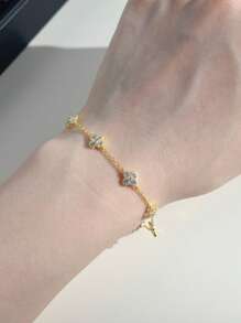 1pc Delicate Four Leaf Clover Bracelet Ladies Jewelry For Women 925 Sterling Silver Lucky Chain Bracelet Fine Jewelry Gift For Sisters Friendship