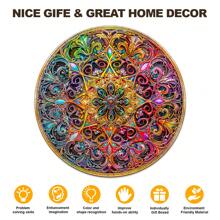 盆栽多肉植物/曼陀罗之梦木制拼图，精美纸板盒，不对称形状木制拼图玩具，独特的儿童益智玩具，装饰艺术，节日礼物，情人节，新年礼物 - 彩色 - 查看 9