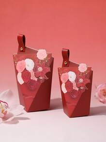 5pcs Niche Creative Floral Bouquet European Style Wedding Favor Boxes, High-End Engagement/Marriage Return Gifts Boxes For Lipstick, Necklace, Small Items