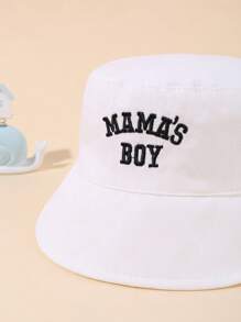1 Piece Of Baby White Embroidered MAMA Bucket Hat Suitable For Keeping Warm - White - View 5