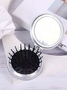 Featuring A Silver Bow Decoration 2-In-1 Foldable Comb & Makeup Mirror – Portable,Exquisite Bow Decoration, Tabletop, Contemporary Beauty Tool For Travel,Folding Comb With Makeup Mirror, Easy To Carry, Perfect For Travel Outgoing Use