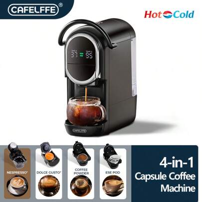  CAFELFFE MK609S 4-in-1 Kapselkaffeemaschine 19Bar Hochdruck Heiß- und Kalt-Dual-Use Kompatibel mit Nes/DG/ESE 44mm/Kaffeepulver 0,6L Abnehmbarer Wassertank Zuhause Gewerbe Büro Hotel Geschenk