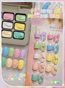 9-Colors Macaron Oil Painting Nail Polish Patting Glue Smudge Canned High Saturation Popular Semi-Solid Nail Polish Glue Nail Salon For Christmas DIY - 彩色 - 查看 5