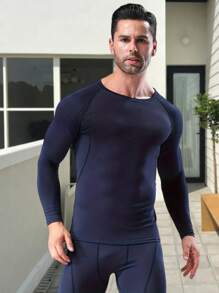 5 piezas Manga larga de compresión deportiva para hombres, entrenamiento en el gimnasio, alta elasticidad y estiramiento, manga larga casual para deportes al aire libre